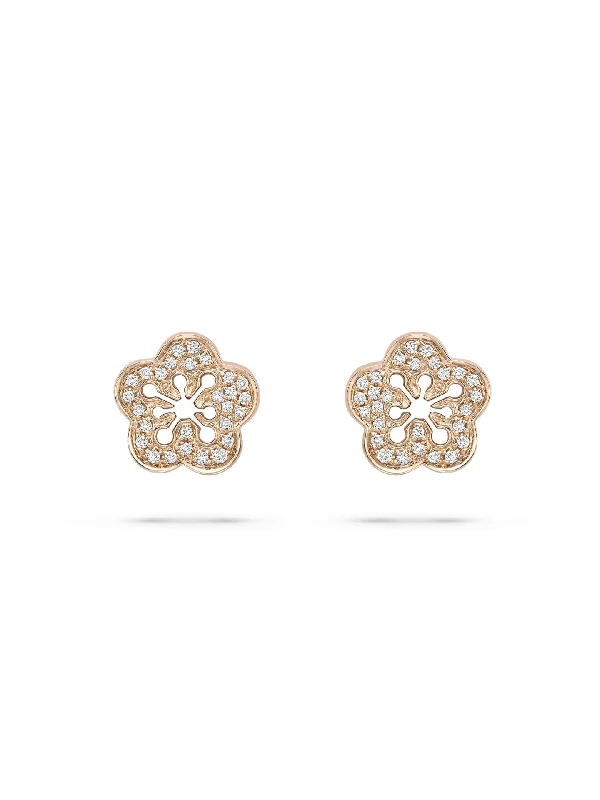 Modern Earrings-Blossom Rose Gold Diamond Stud Earrings