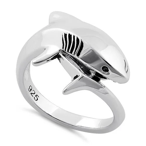 Ruby Rings-Sterling Silver Shark Ring