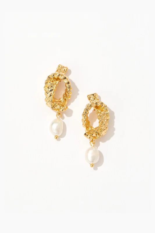 Gold Plated Earrings-Rafaela Pearl Drop Earrings