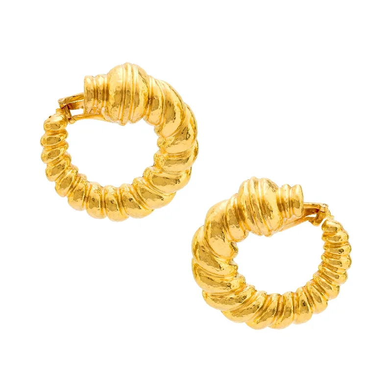 Luxury Fashion Earrings-Zolotas vintage 22k yellow gold hoop earrings