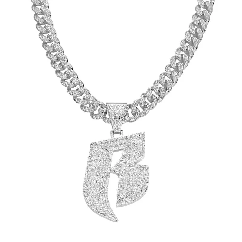 Silver (Letter B)-with 5525 Models 50cm Cuban Link Chain