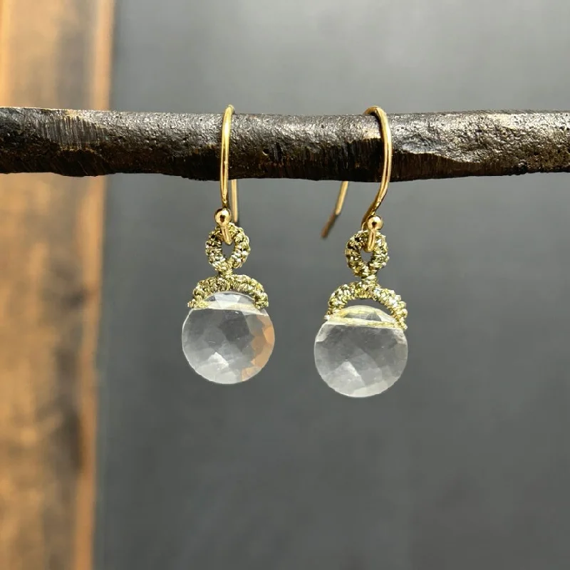 Nautical Earrings-Crystal Quartz Coin Drops