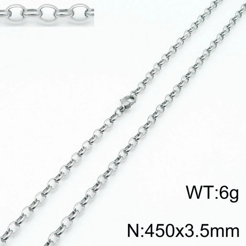 Steel Color 450 * 3.5mm = Necklace KN197295-Z