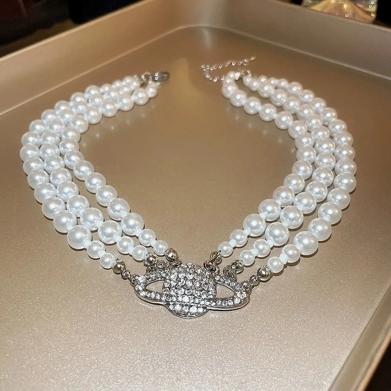 24# Necklace-White Pearl Three Layers