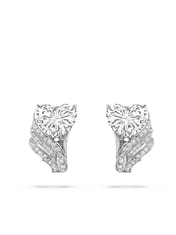 Bar Earrings-A Family Journey Florence Heart Diamond Platinum Earrings