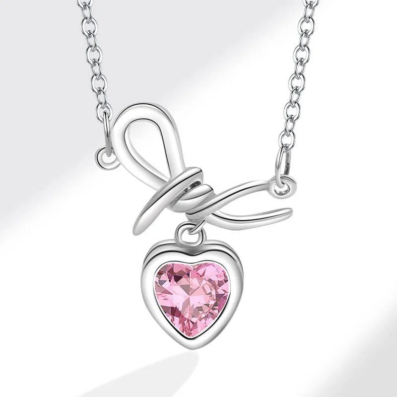 Swarovski Crystal Necklaces-Sterling Silver Silver Plated IG Style Simple Style Inlay Heart Shape Knot Zircon Pendant Necklace