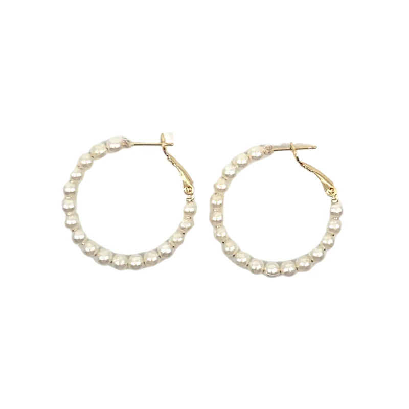 Gold Earrings with Diamonds-Nautilus Pearl Earrings