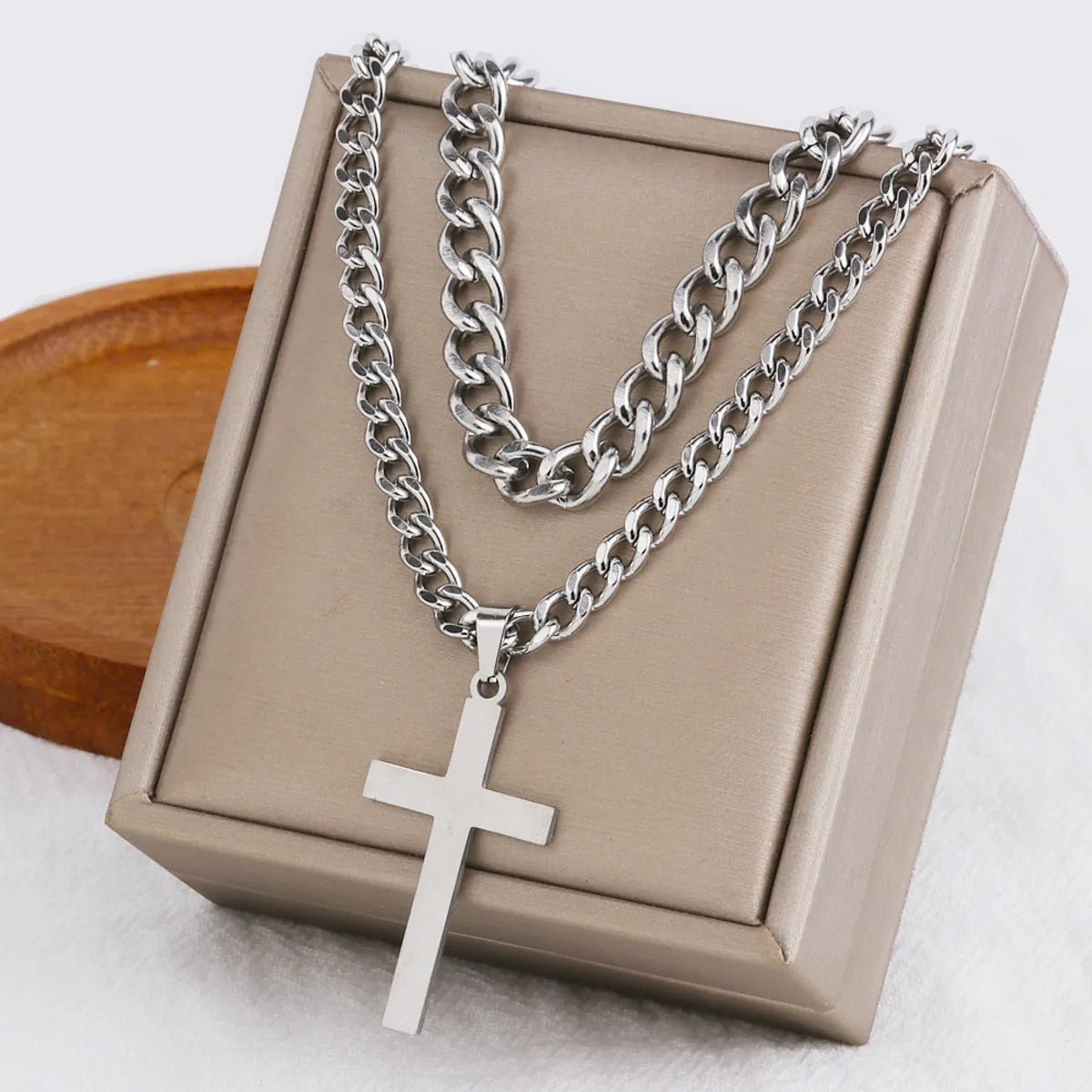 Inspirational Necklaces-Hip-Hop Cross Stainless Steel Titanium Steel Plating Unisex Pendant Necklace