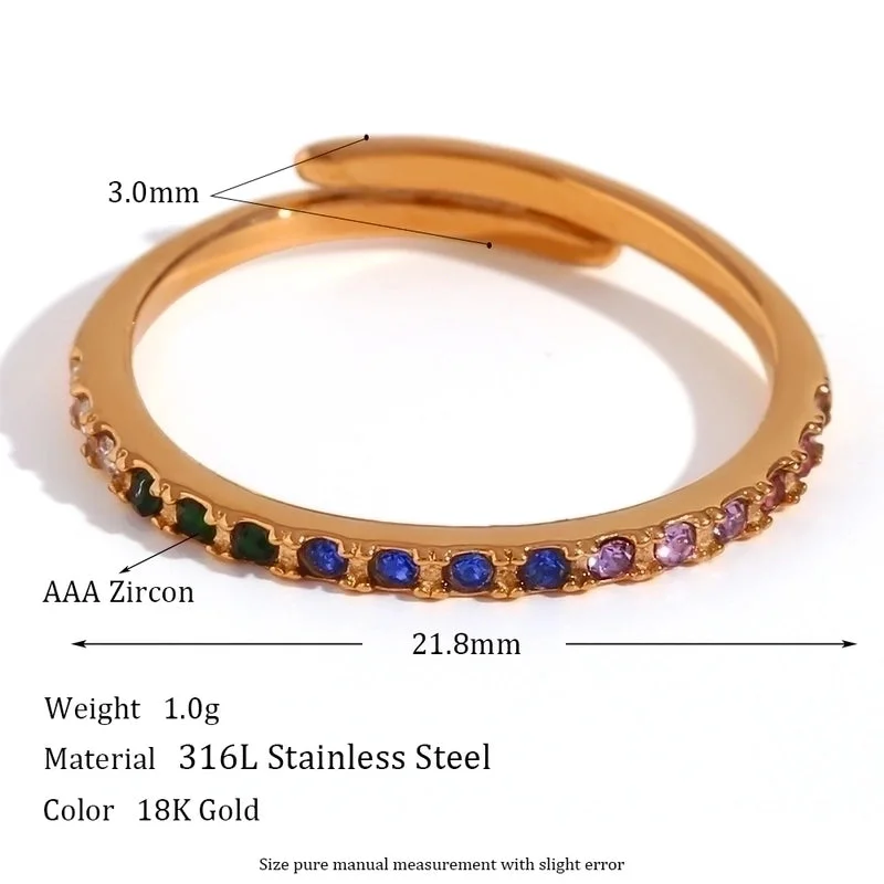 Ultra-Fine Micro-Inlaid Adjustable Diamond Ring-Gold-Colorful crystals