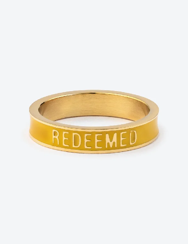 Customizable Diamond Rings-Yellow Enamel Redeemed Ring