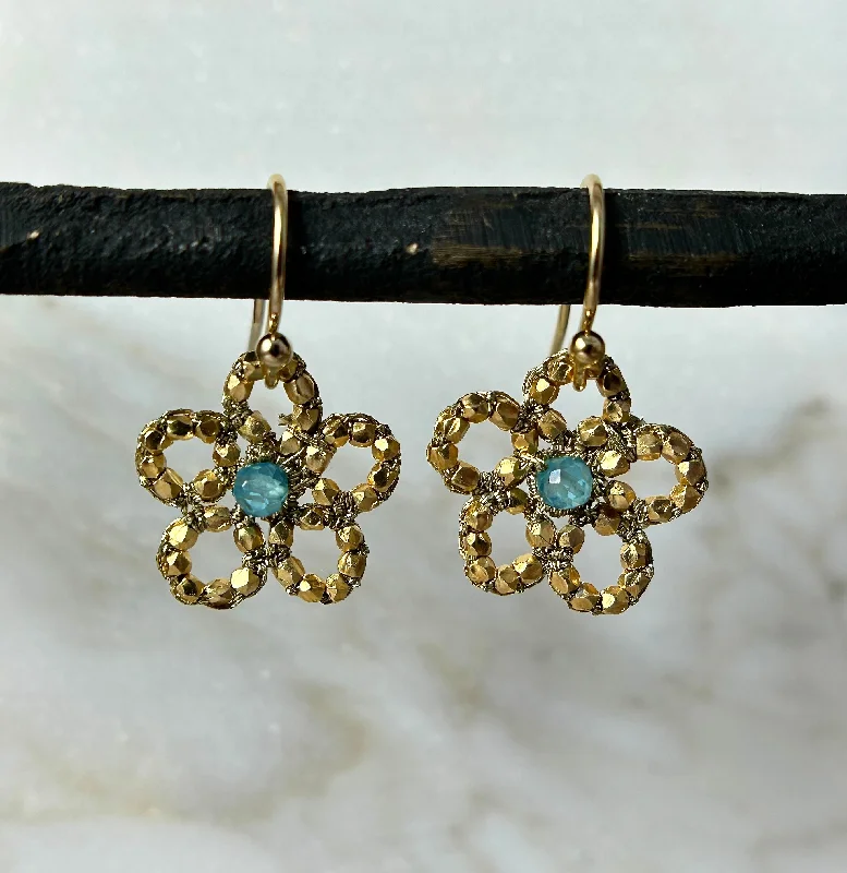 Colored Gemstone Earrings-Beaded Flower Earrings