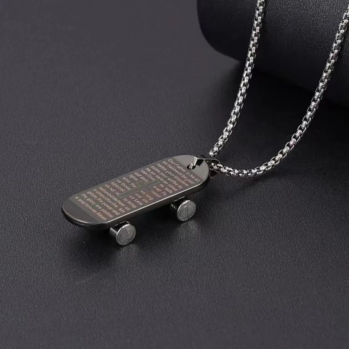 Black Letter Scooter Titanium Steel Necklace 70cm