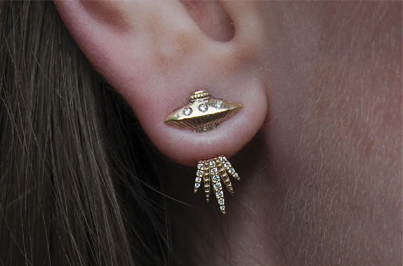 Vintage Drop Earrings-Diamond Tender Abduction UFO Earring