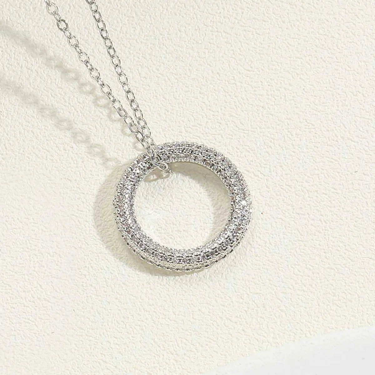 High Fashion Necklaces-Copper 14K Gold Plated White Gold Plated Simple Style Circle Inlay Zircon Pendant Necklace