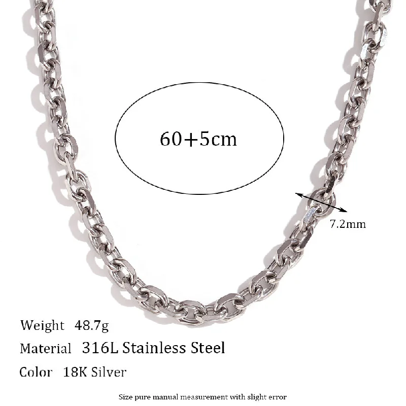 7.2mm Cross Collar Chain - Steel Necklace -60cm 5cm