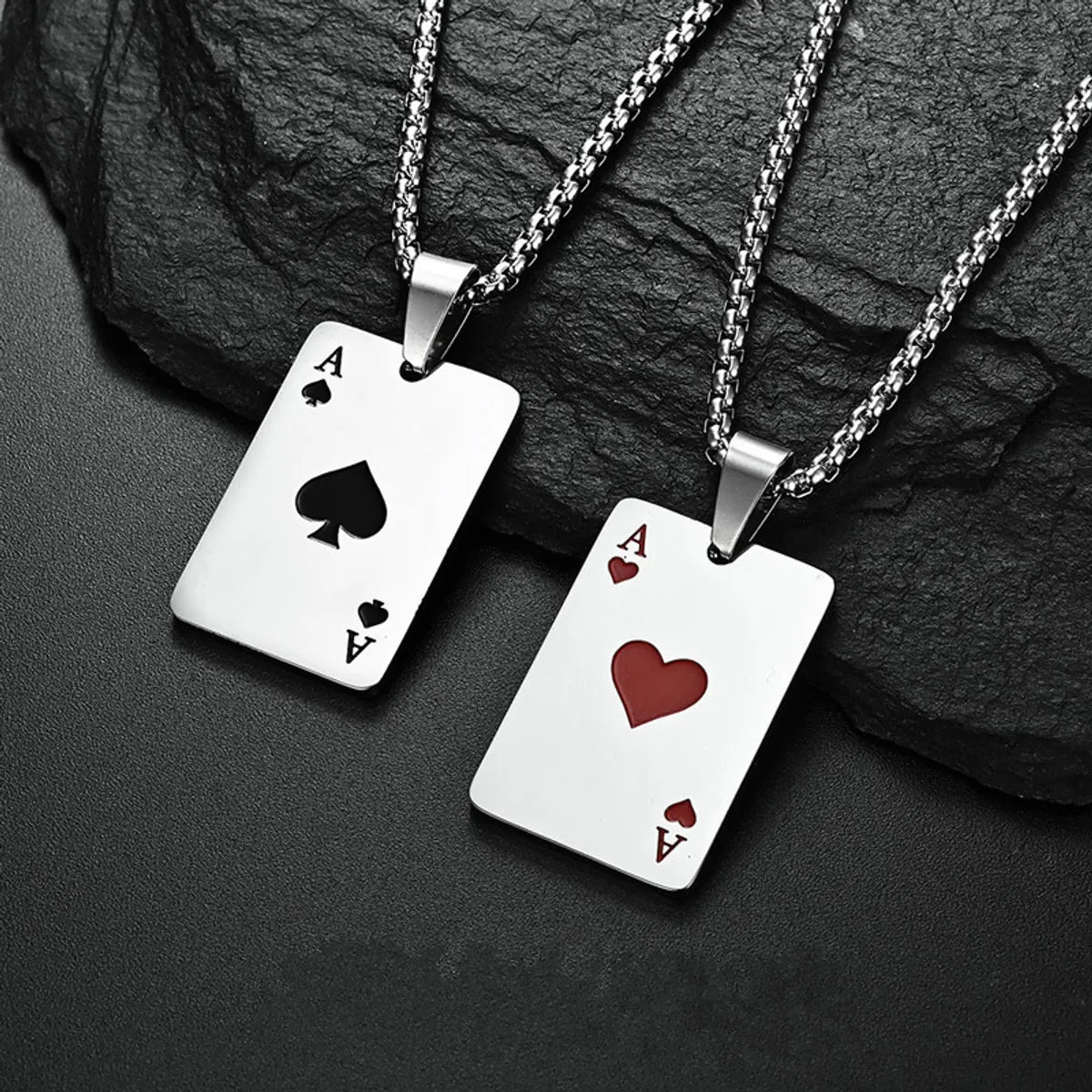 Simple Necklaces-Casual Simple Style Poker Titanium Steel Polishing Enamel Unisex Pendant Necklace