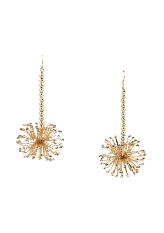 Minimal Gold Earrings-Crystal Burst Drop Earrings