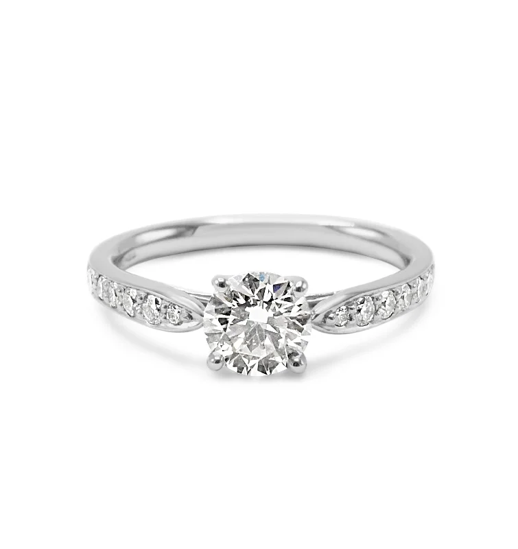 Wedding Ring Stacks-Tiffany Harmony Solitaire Diamond Engagement Ring - Platinum