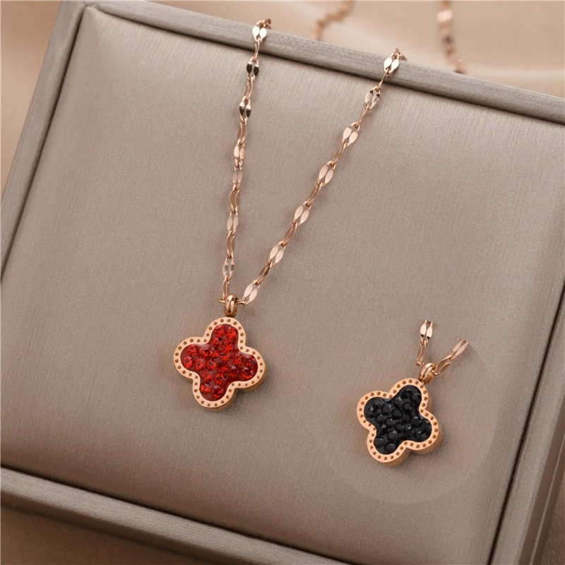 Romantic Necklaces-Fashion Flower Geometric Titanium Steel 18K Gold Plated Necklaces