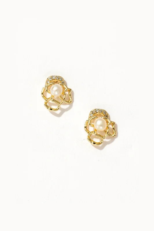 Vintage Earrings-Orchid Pearl Stud Earrings