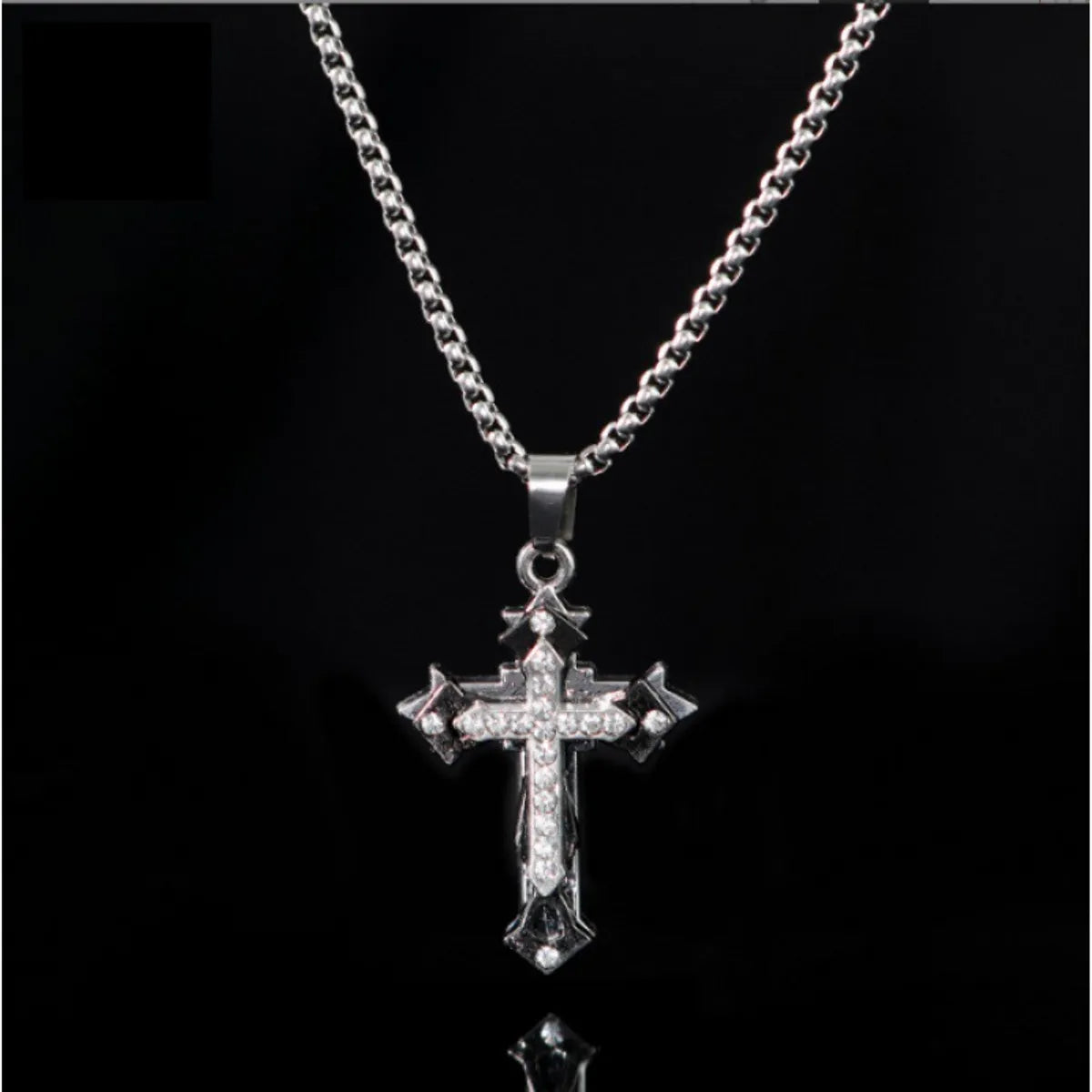 Gold Chain Necklaces-Retro Vintage Style Cross Stainless Steel Alloy Plating Silver Plated Unisex Pendant Necklace