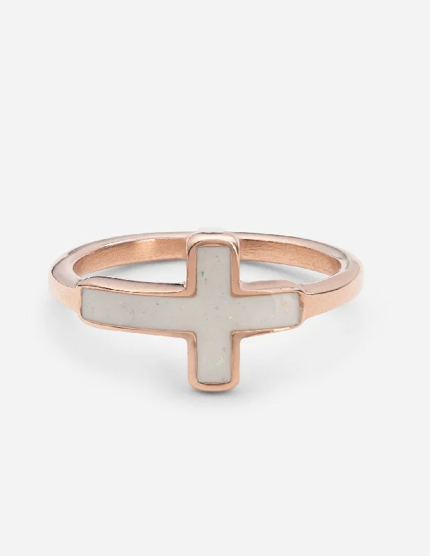 Rose Gold Rings-Enamel Cross Ring