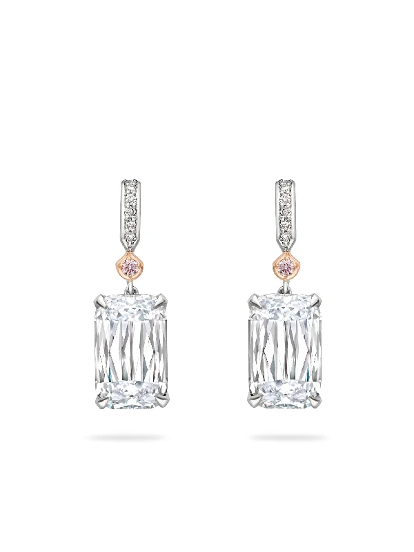 Double Hoop Earrings-Ashoka White and Pink Diamond Drop Earrings