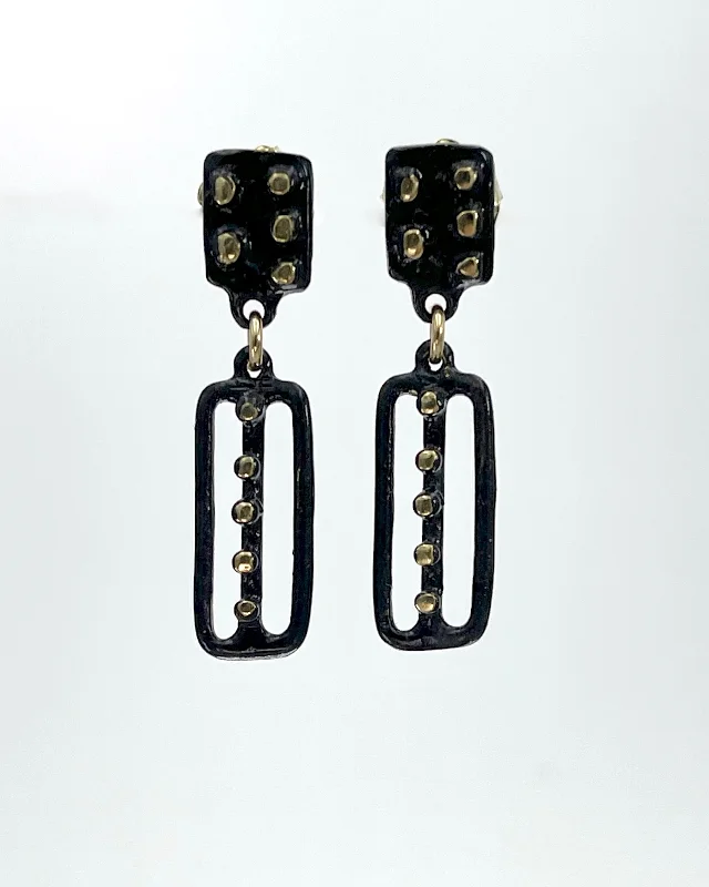 Silver Leaf Earrings-Julie Cohn Kusama Black Bronze Earrings