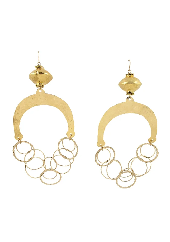 Crystal Hoop Earrings-Hammered Gold Chandelier Earrings