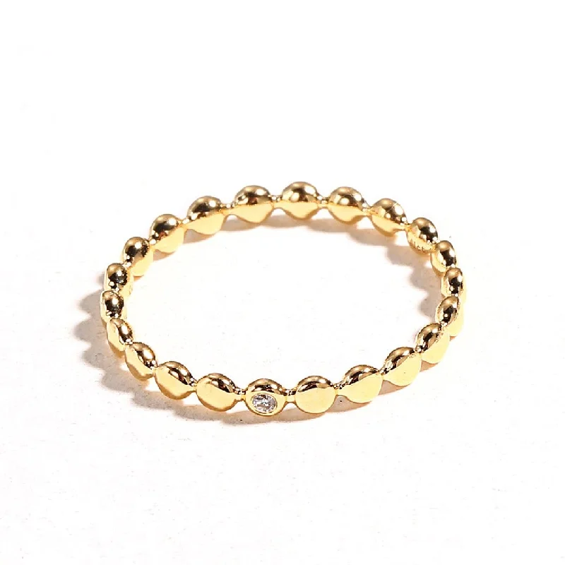 Custom Signet Rings-18K Yellow Gold Beaded Diamond Ring