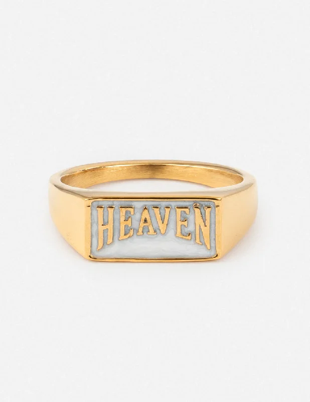 White Gold Rings-Heaven Rectangular Signet Ring