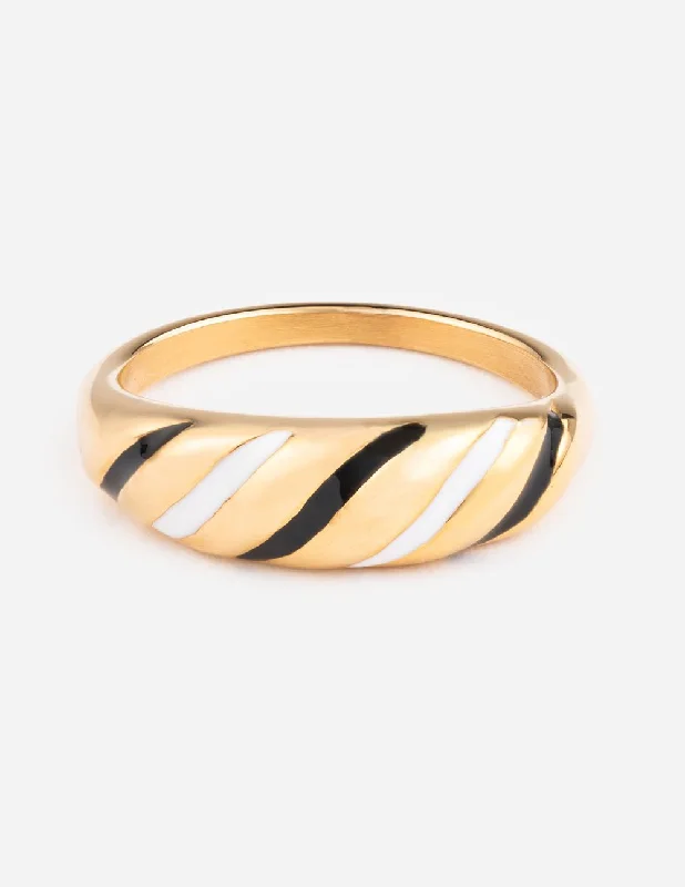 Couple Rings-Enamel Croissant Ring