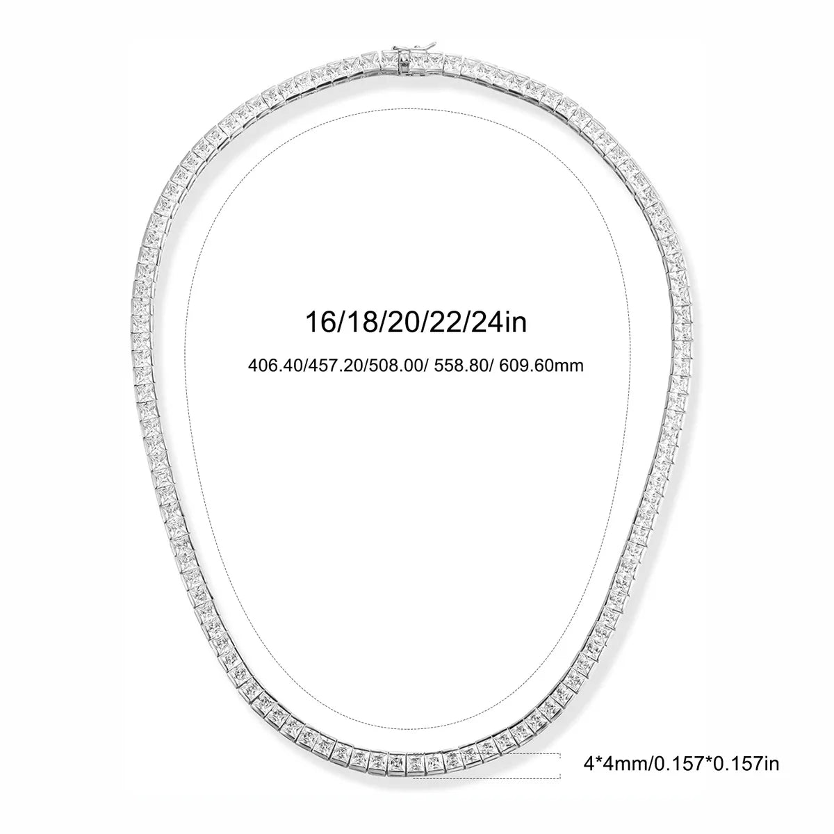 4*4 White Gold Color Necklace