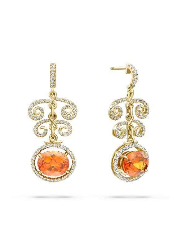 Dangle Earrings-A Family Journey Vienna Mandarin Garnet Yellow Gold Earrings