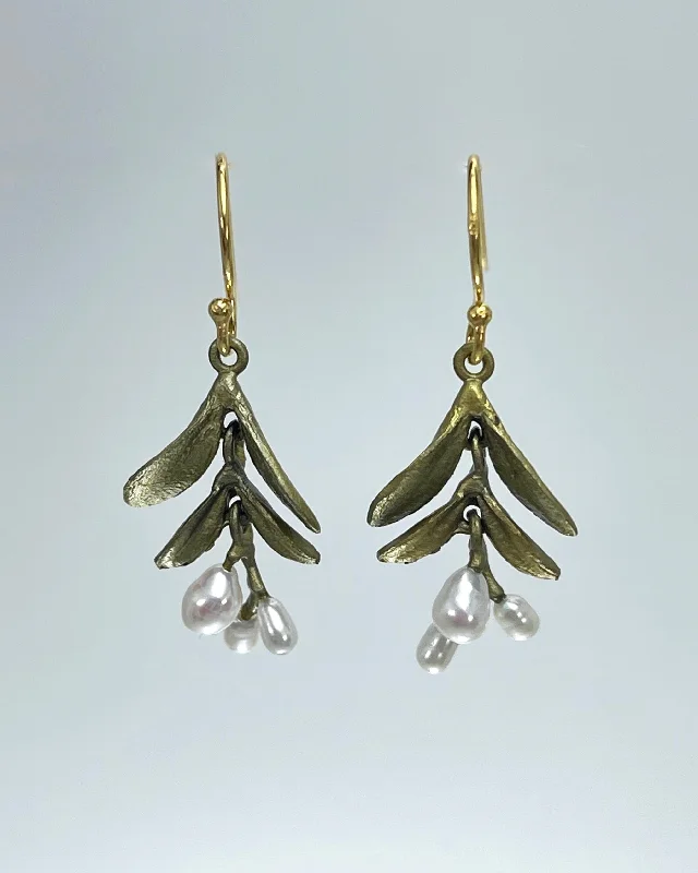 Simple Pearl Earrings-Garden Vine Dainty Earrings