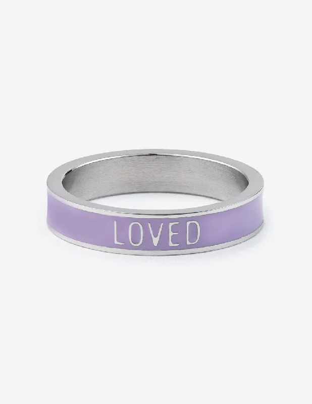 Personalized Couples Rings-Lavender Enamel Loved Ring