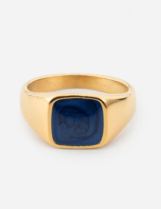 Elegant Diamond Rings-Indigo Signet Ring