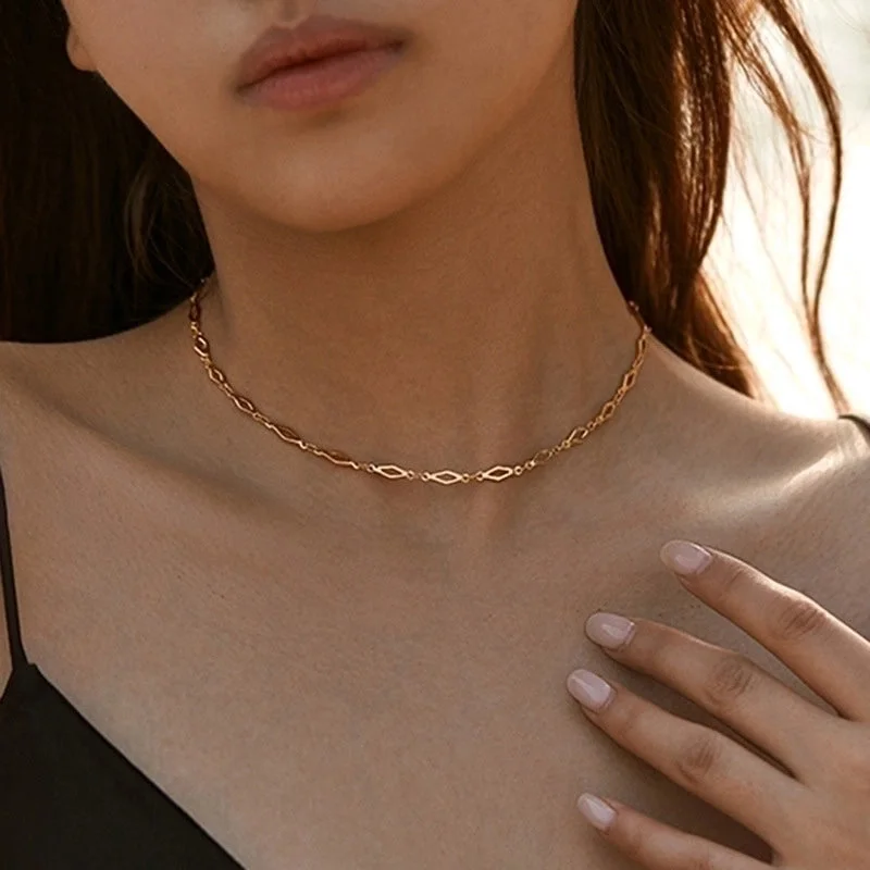 Rose Gold Necklaces-Ig Style Simple Style Solid Color Copper Plating Chain 18k Gold Plated Necklace