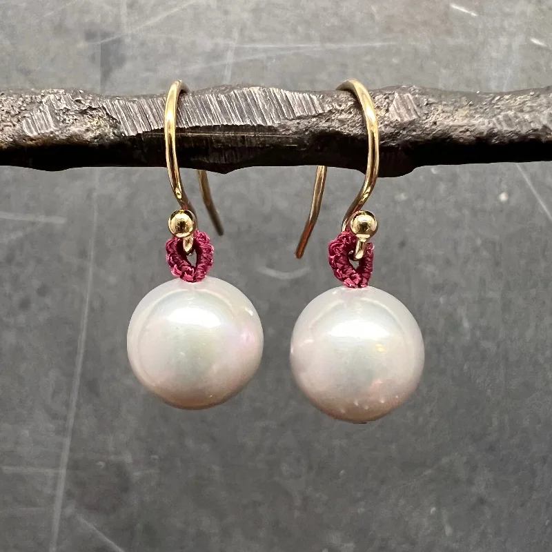 Delicate Earrings-Pearl w/ Wine Bale Earrings