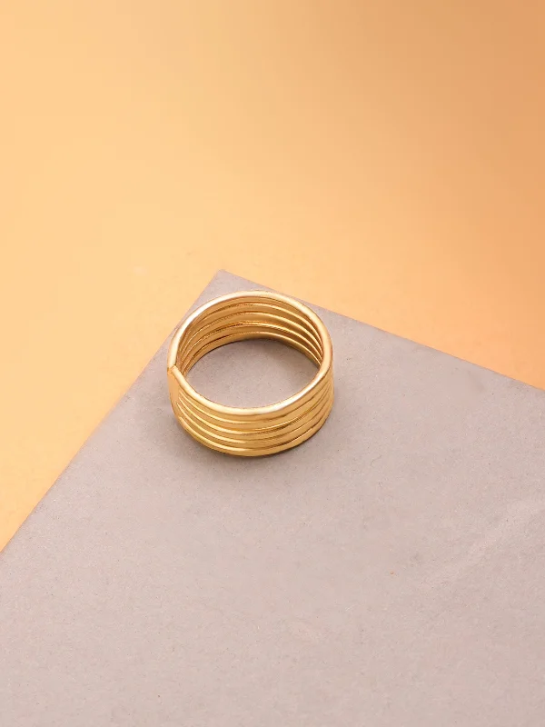 Personalized Gold Rings-5 Line Statement Brass Adjustable Ring