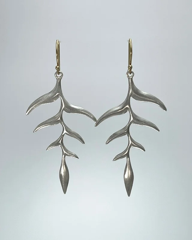 Golden Drop Earrings-Annette Ferdinandsen Silver Bird of Paradise Earrings