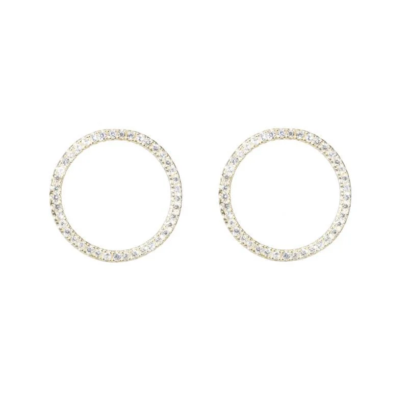 Hoop Earrings-Open Pavé CZ Circle