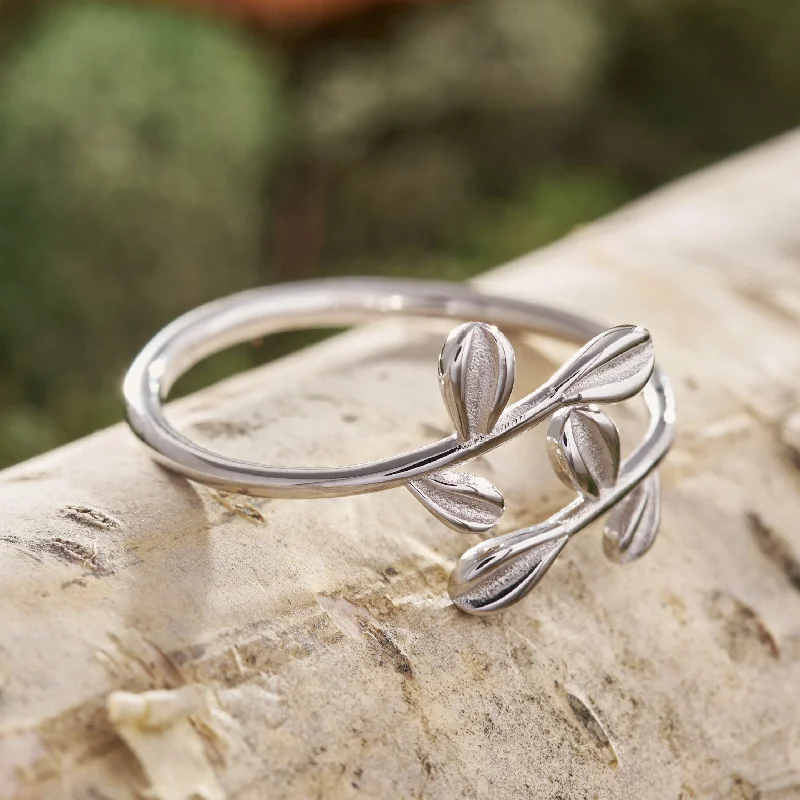 Gemstone Promise Rings-Sterling Silver Little Tree Branch Ring