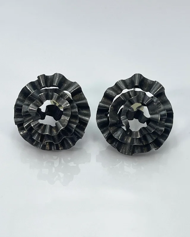 Black Diamond Earrings-Biba Schutz Corrugated Spiral Earrings