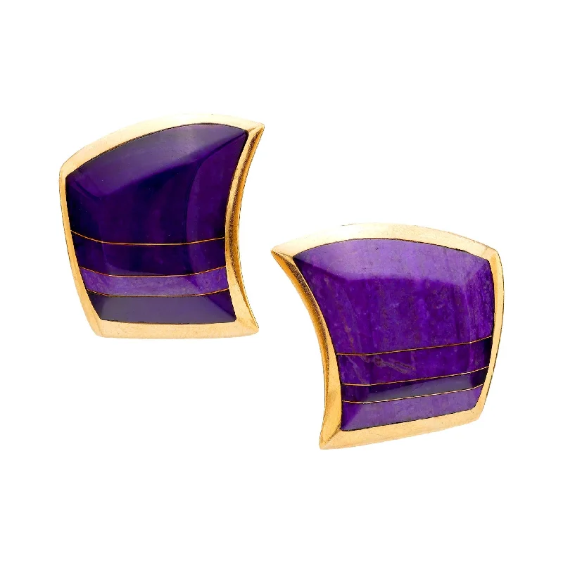 Crystal Stud Hoop Earrings-Donato sugilite 14k yellow gold earrings