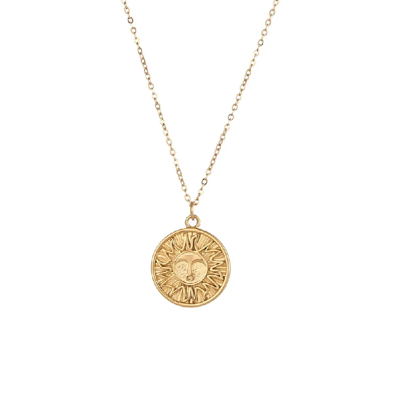 Vintage Sun Pendant Necklace