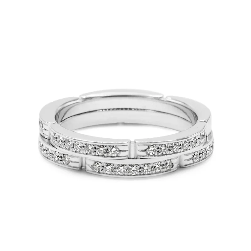 Diamond Solitaire Rings-Cartier Maillon Panthère Diamond Ring Size 53 - 18ct White Gold