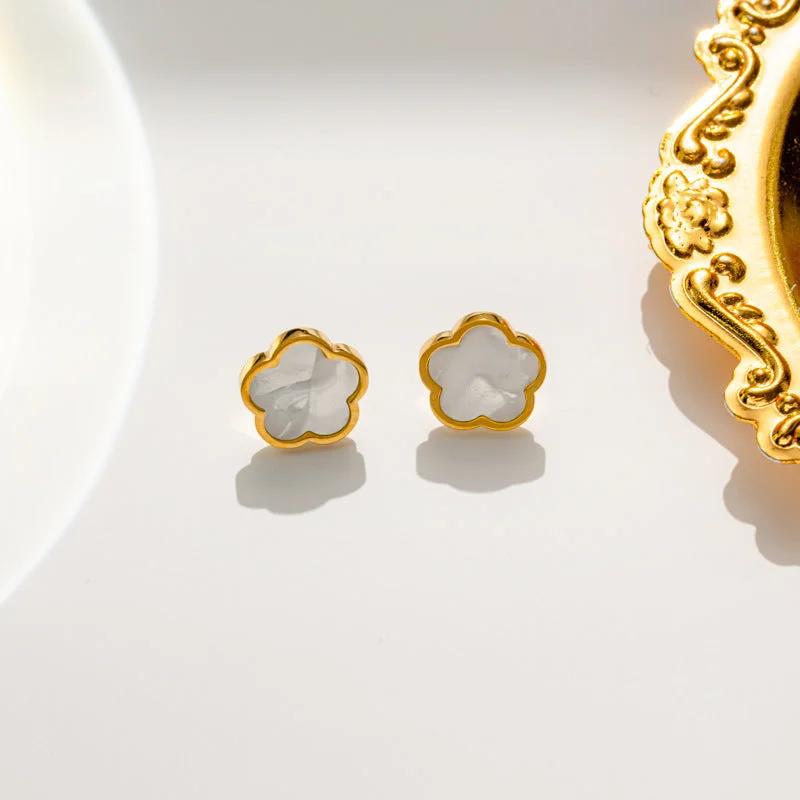 967-1 Earrings in White Beige Gold