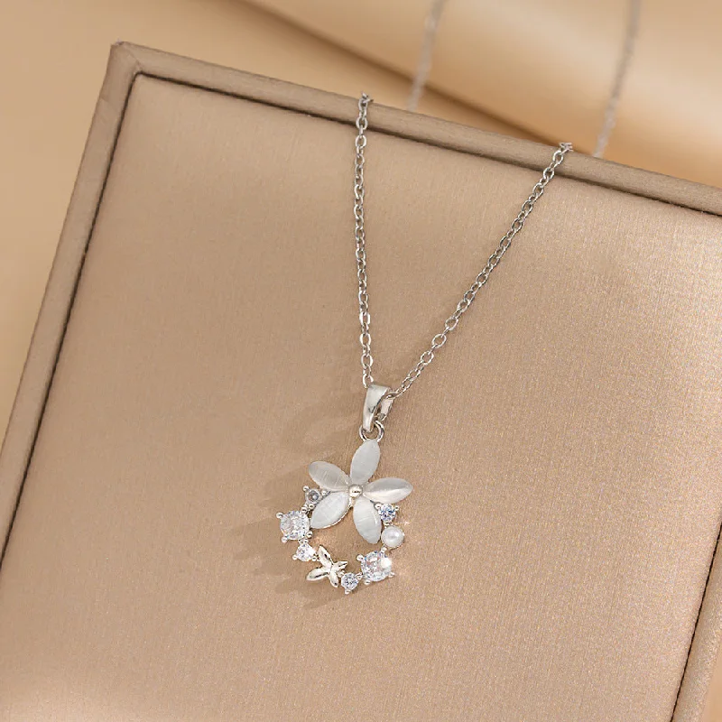 416 Steel Small Flower Necklace