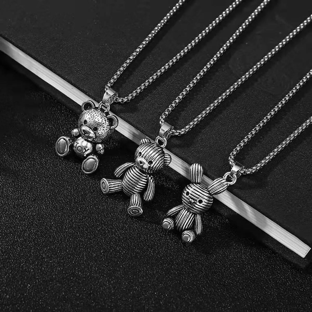 Vintage Style Necklaces-Hip-Hop Rabbit Bear Alloy Titanium Steel Plating Unisex Pendant Necklace